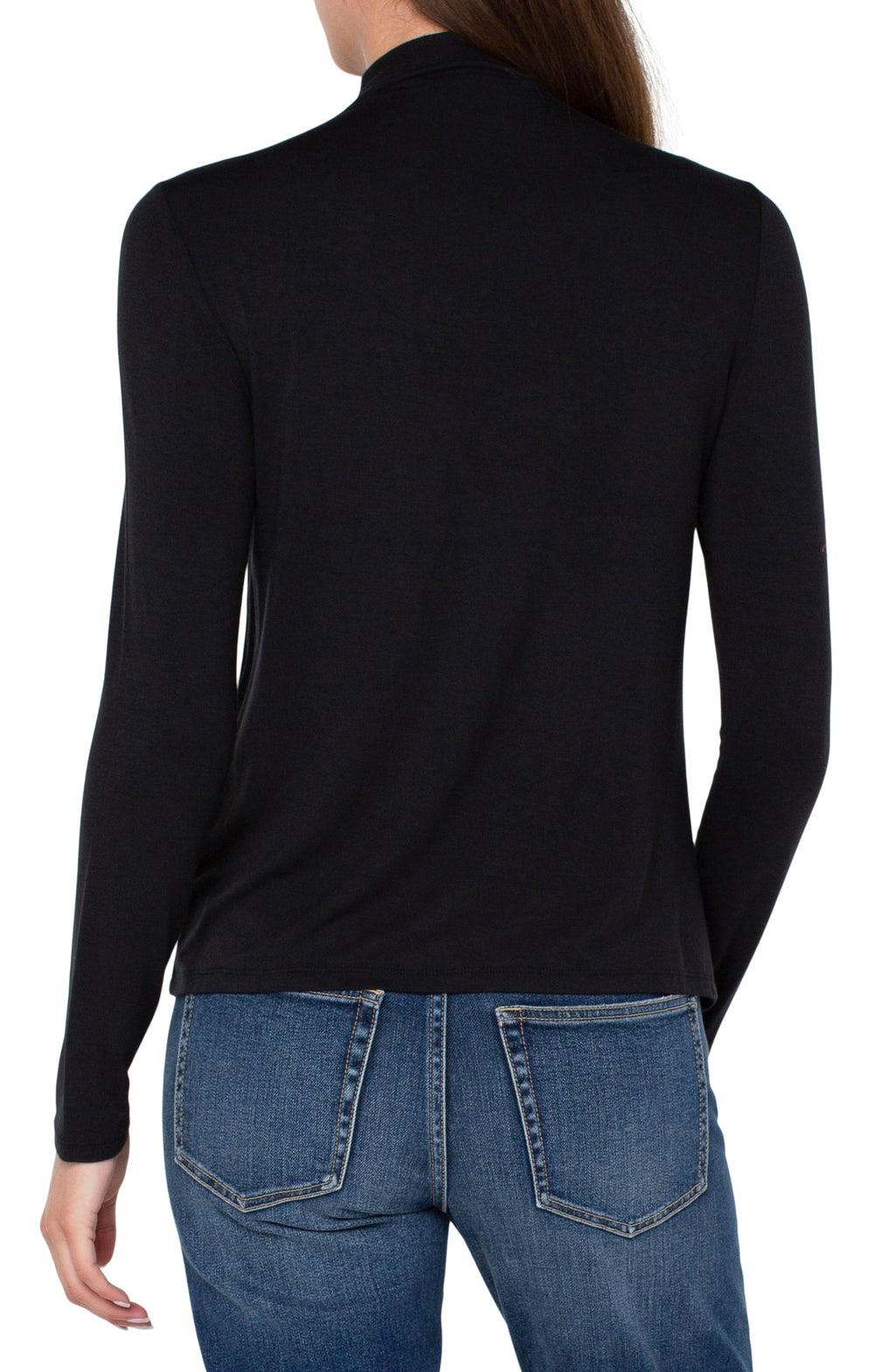 Long Sleeve Mock Neck Knit Top, Black