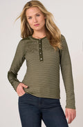Long Sleeve Knit Henley Top with Sweater Trim