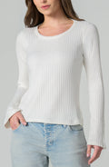 Long Sleeve Scoopneck Top, Snow
