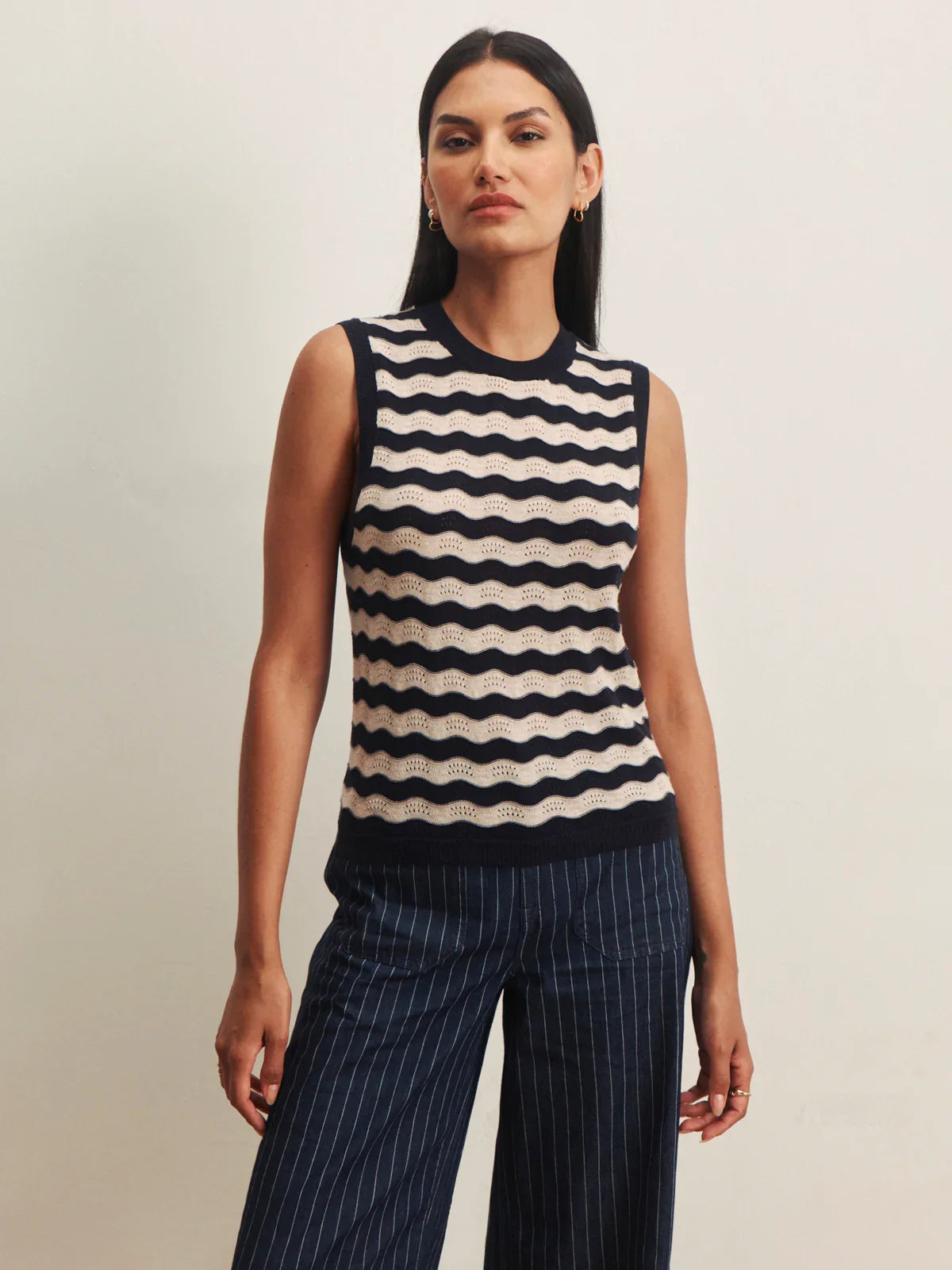 Everyday Chevron Knit Shell, Inkstorm/Dark Opal