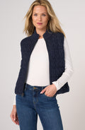 Sleeveless Reversible Zip Front Quilted Vest,  Heather Navy