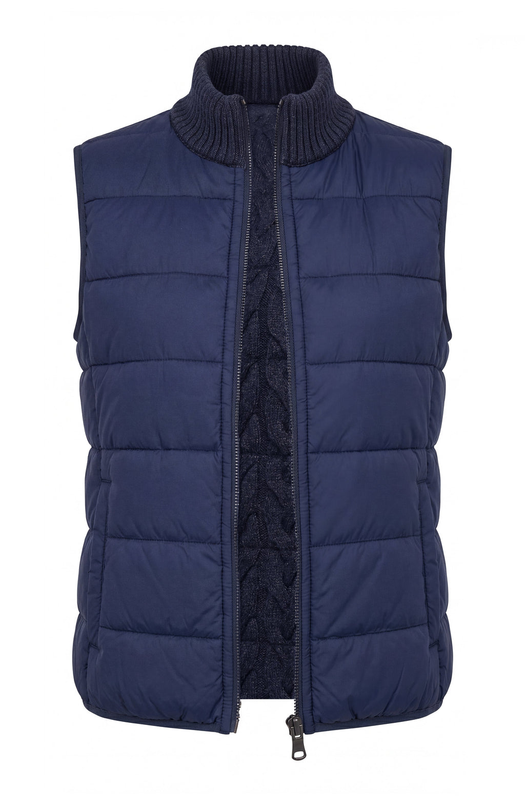 Sleeveless Reversible Zip Front Quilted Vest,  Heather Navy