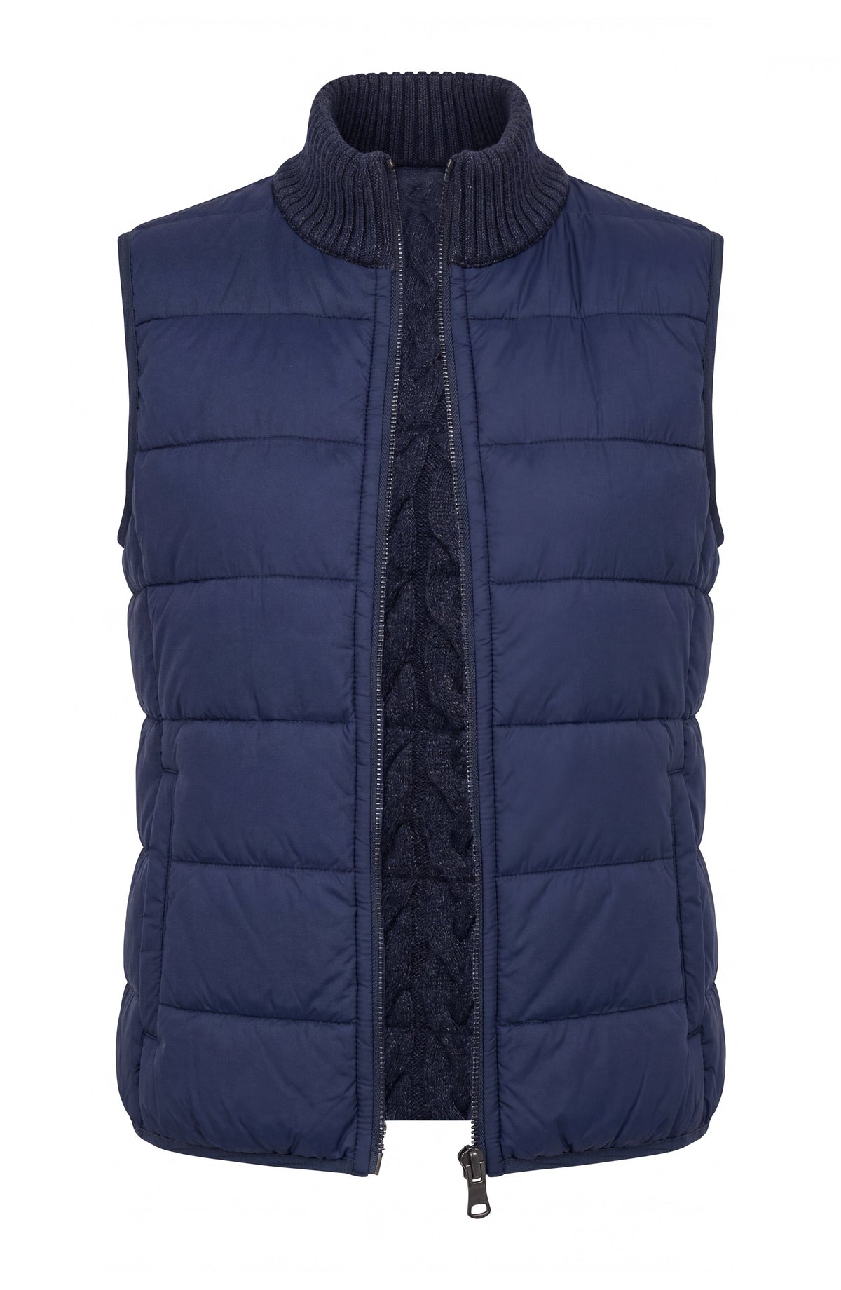 Sleeveless Reversible Zip Front Quilted Vest,  Heather Navy